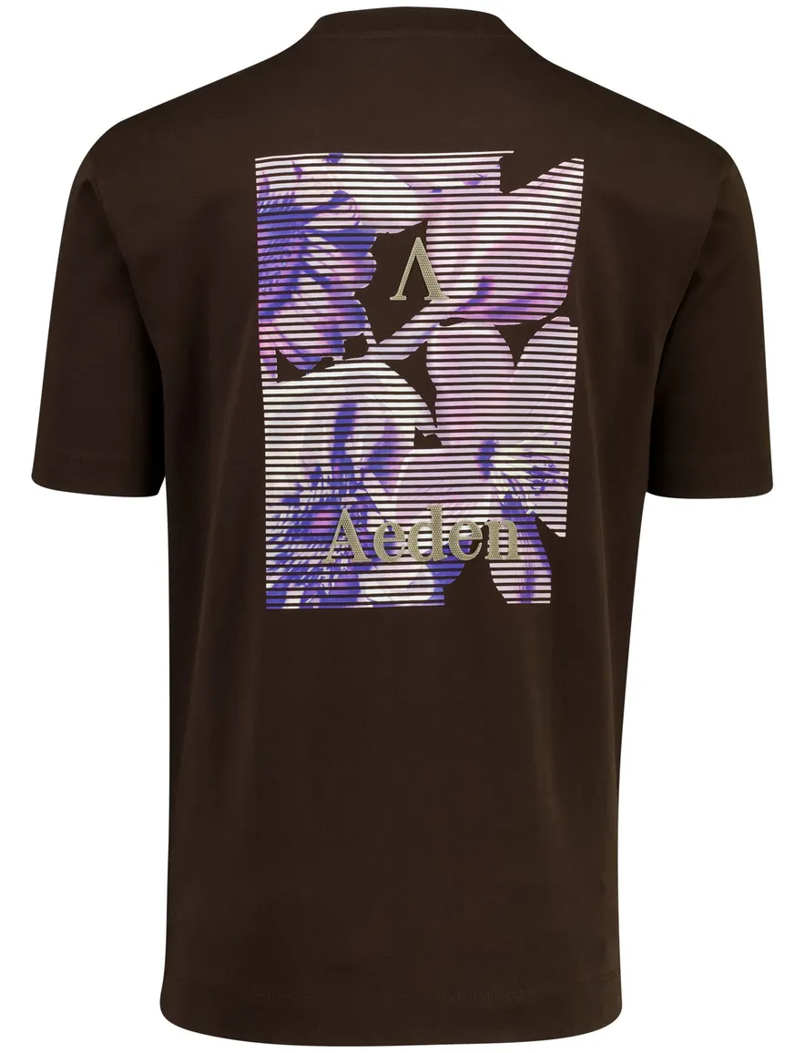 bruine t-shirt Aeden backprint wijde fit
