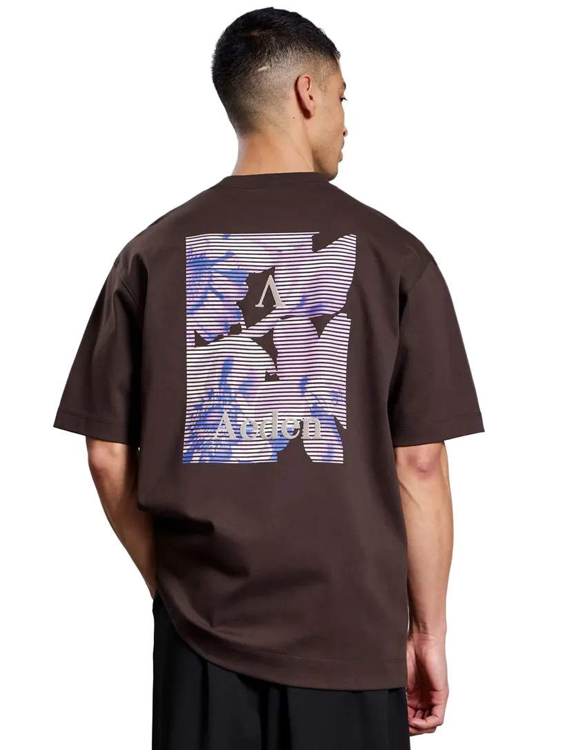 t-shirt Aeden Gabbs bruin backprint wijde fit korte mouw