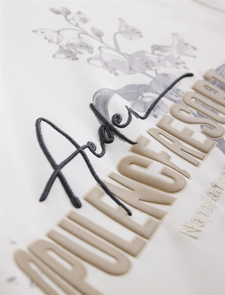 Aeden Orzian t-shirt off white ronde hals backprint