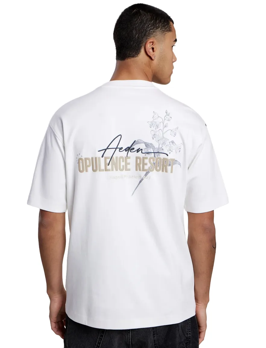 Aeden Orzian t-shirt off white ronde hals backprint