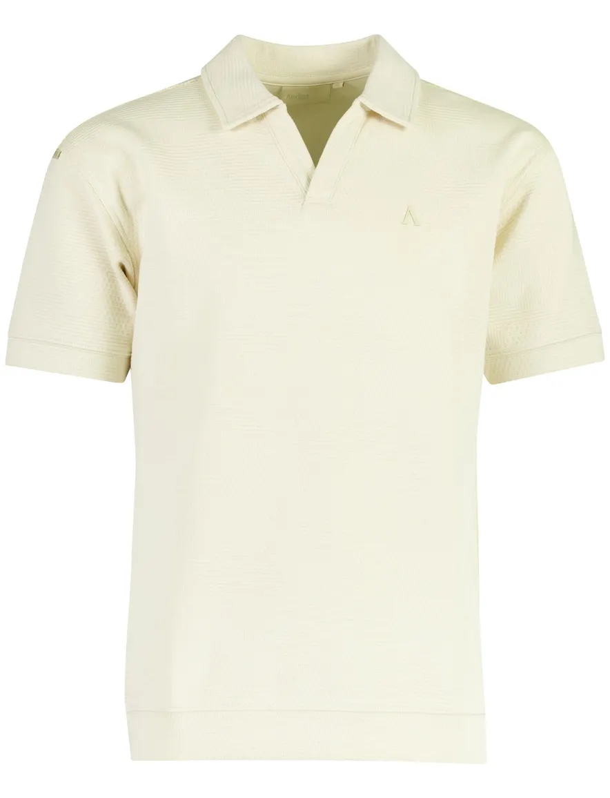 Aeden poloshirt v-hals creme structuur