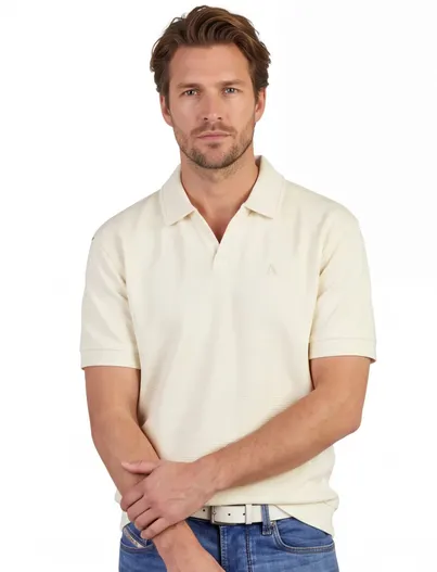 Aeden Poloshirt Aeden creme v-hals structuur