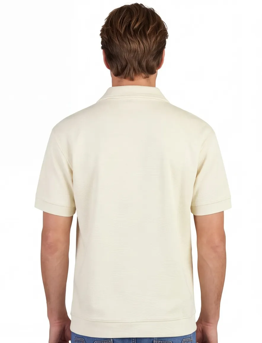 Aeden poloshirt v-hals creme structuur