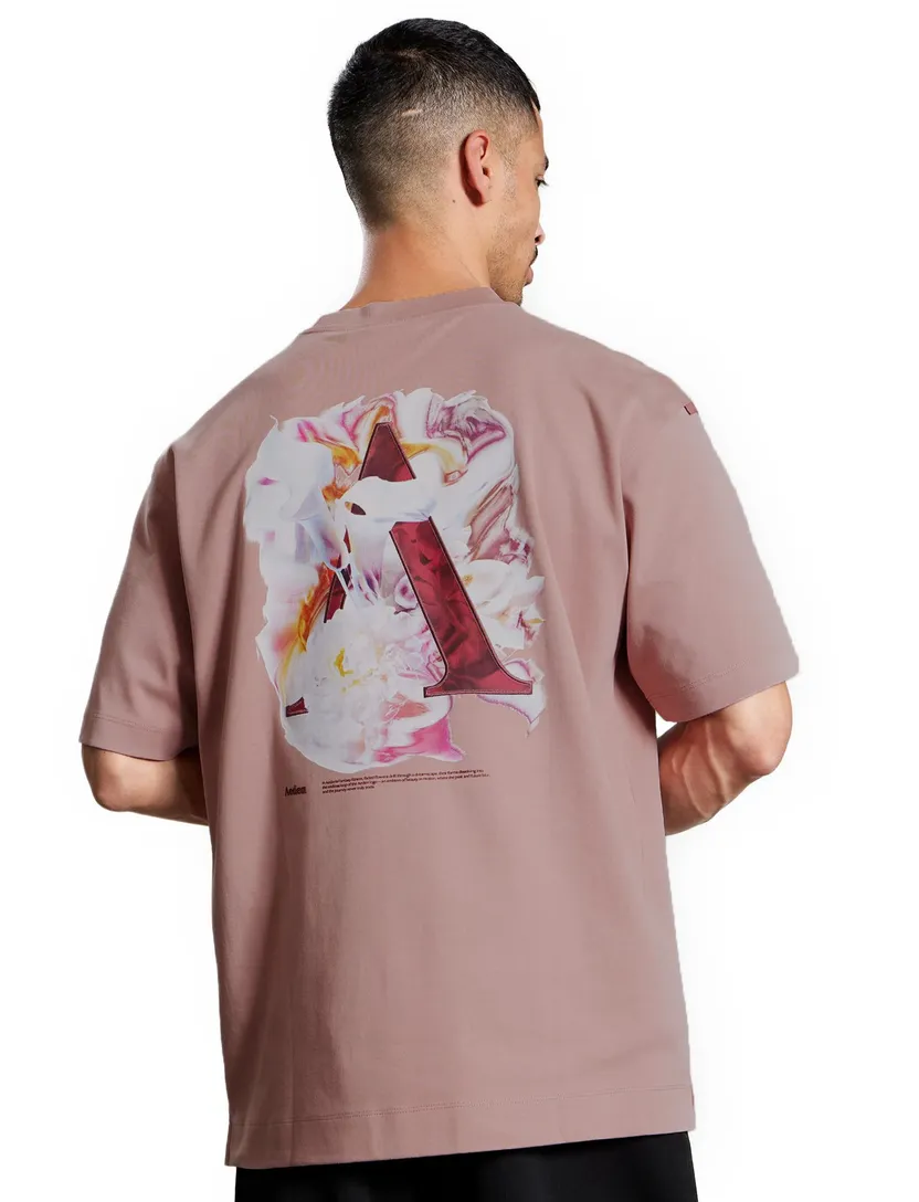 T-shirt Aeden Evander roze back print ronde hals
