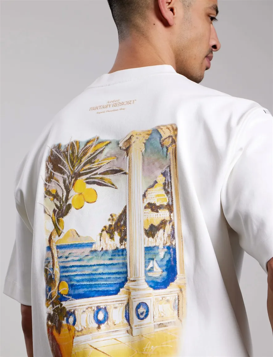 Aeden Adrio t-shirt off white organisch katoen backprint