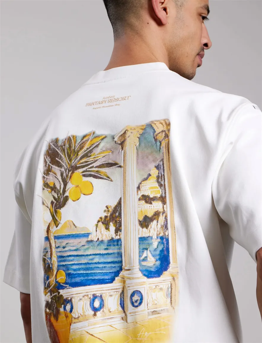 Aeden Adrio t-shirt off white organisch katoen backprint