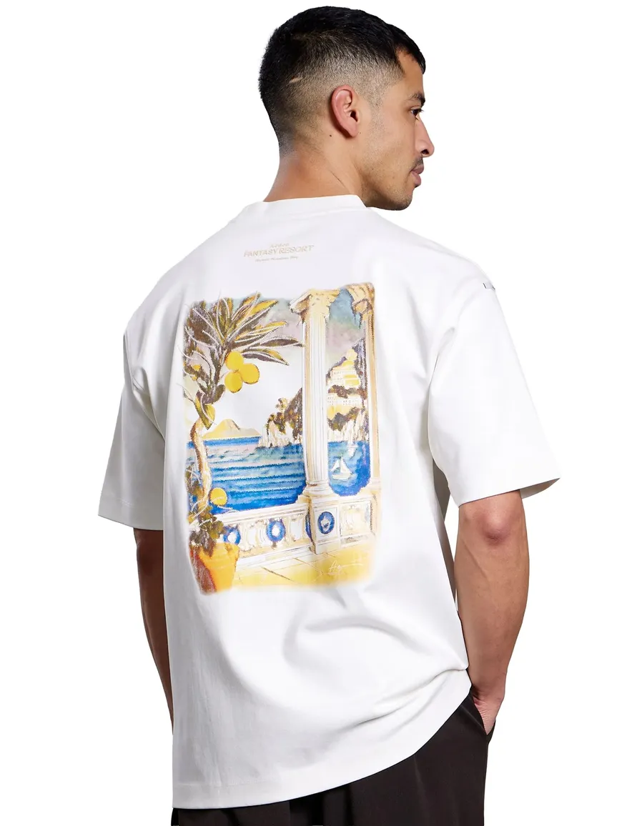 Aeden Adrio t-shirt off white organisch katoen backprint