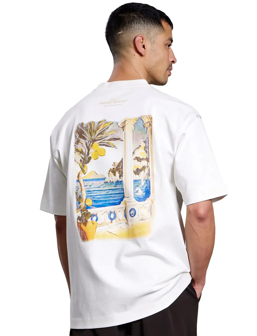 Aeden Adrio t-shirt off white organisch katoen backprint
