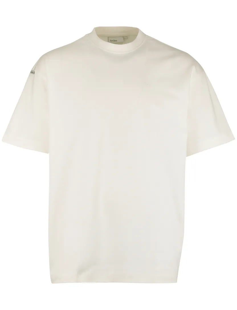 T-shirt creme backprint ronde hals Aeden wijde fit