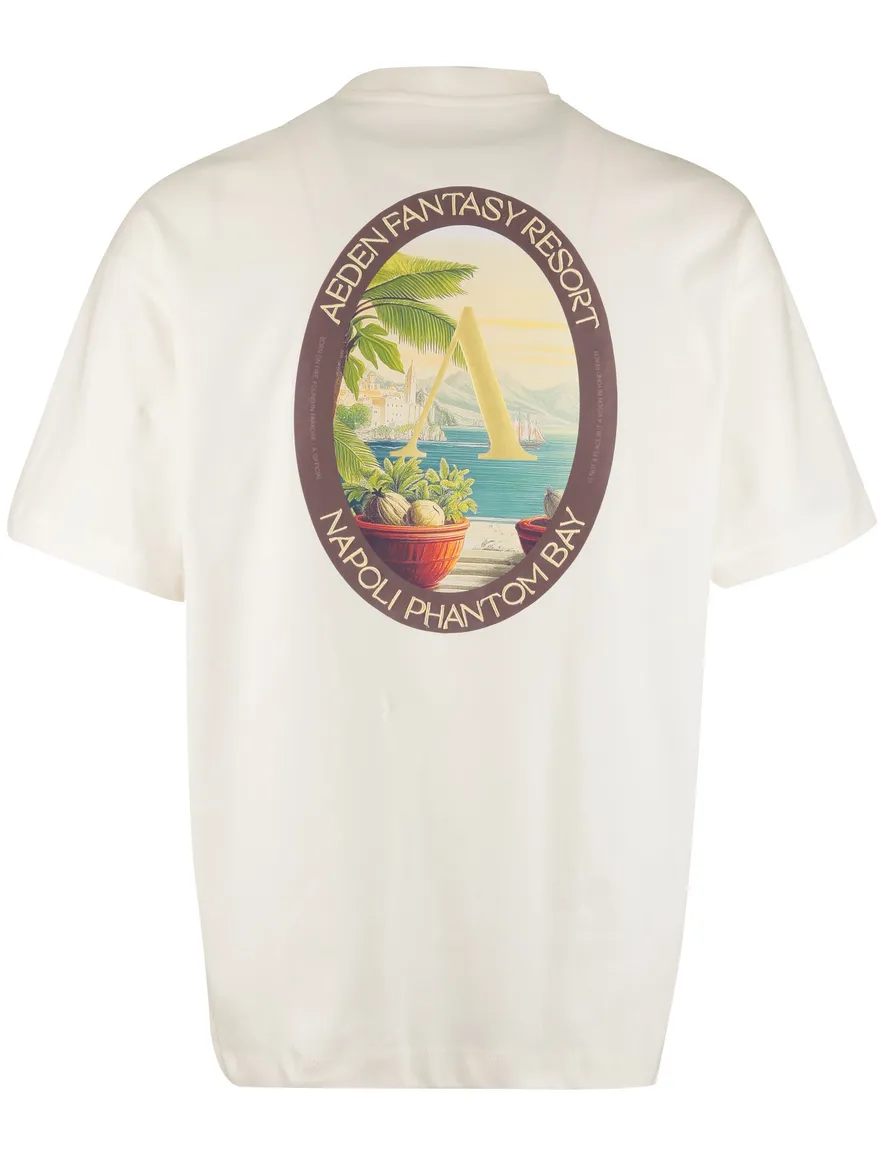 creme t-shirt backprint ronde hals Aeden