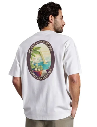 Aeden T-shirt creme backprint ronde hals Aeden wijde fit