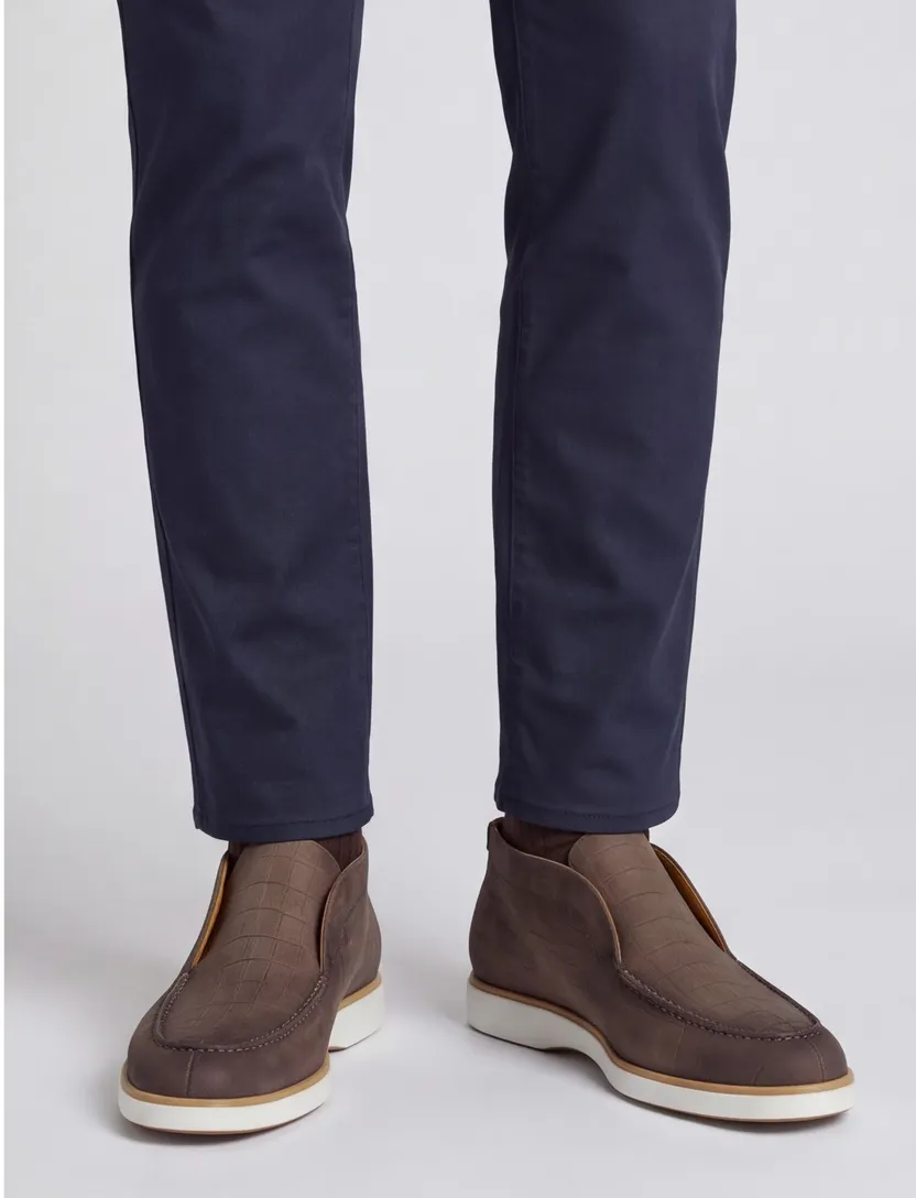 Instappers Magnanni bruine krokodillenprint suede