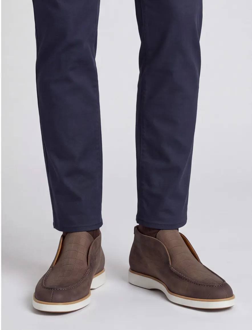 Krokodillenprint Magnanni bruine suede instappers