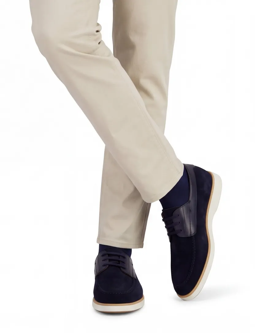 Instappers Magnanni suede donkerblauw witte zool