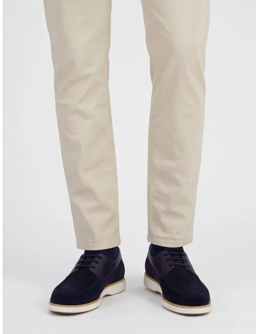Instappers Magnanni suede donkerblauw witte zool