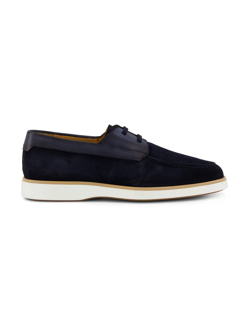 Instappers Magnanni suede donkerblauw witte zool