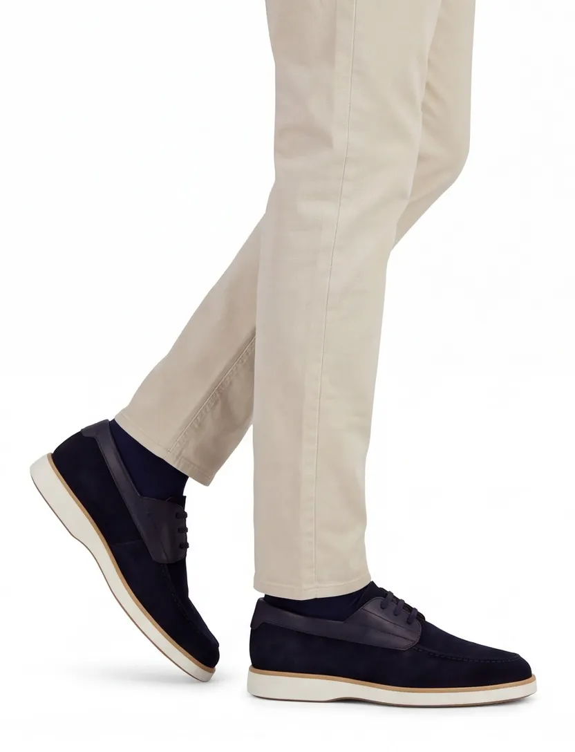 Instappers Magnanni suede donkerblauw witte zool