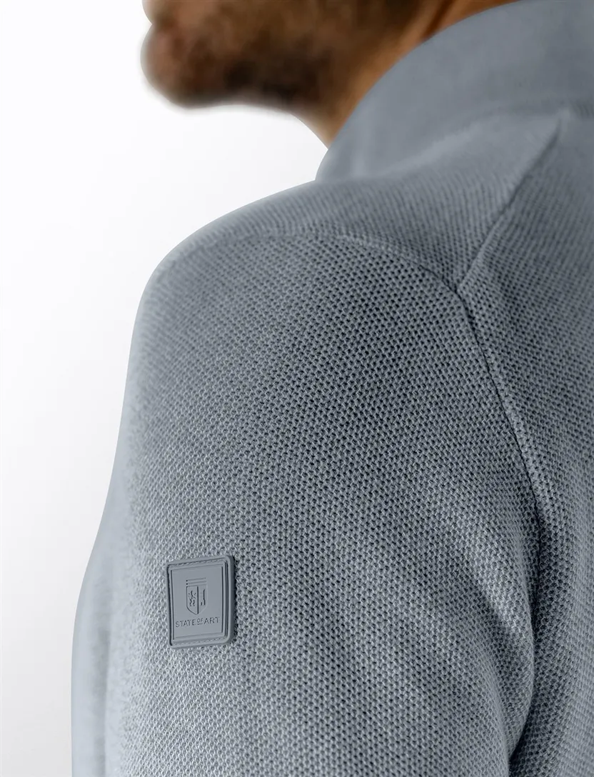 half zip trui State of Art Regular fit Lichtblauwe structuur