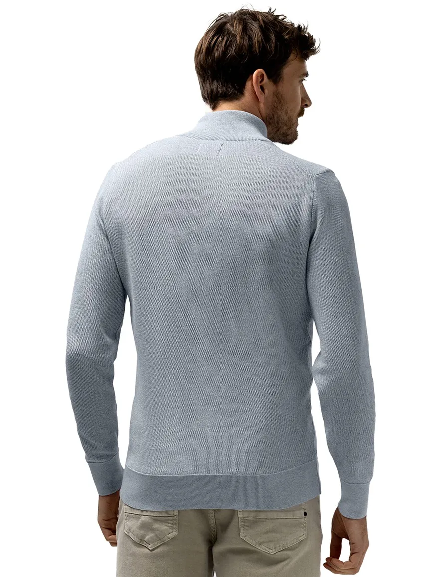 Lichtblauwe half zip trui State of Art Regular fit textuur