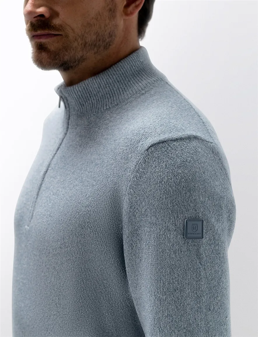 Lichtblauwe half zip trui State of Art
