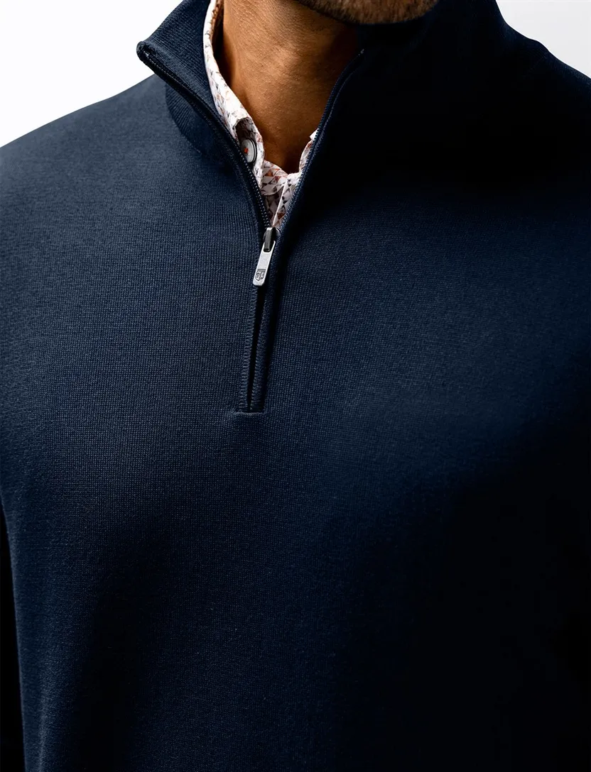 Trui State of Art half zip donkerblauw
