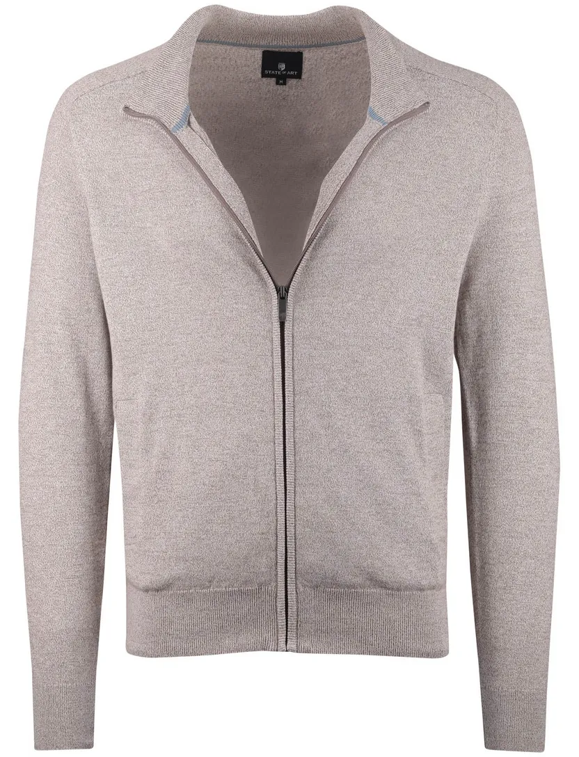 vest State of Art beige gemeleerd 100% katoen normale fit