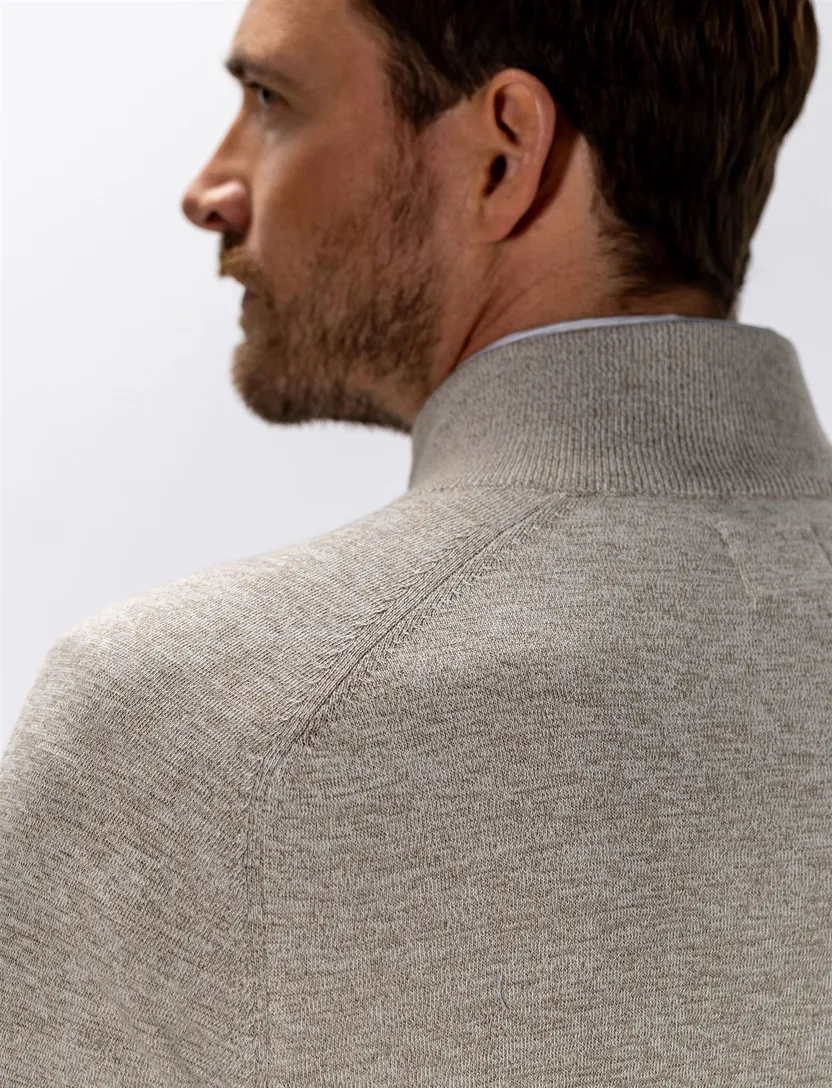 vest State of Art beige gemeleerd 100% katoen normale fit
