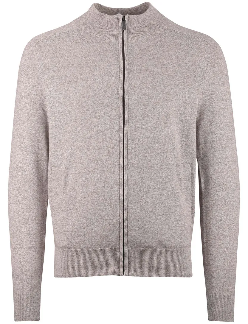 vest State of Art beige gemeleerd 100% katoen normale fit