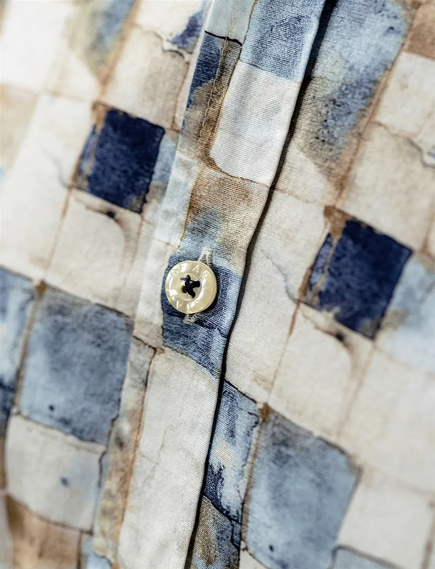 State of Art overhemd blauw tegelprint Regular Fit