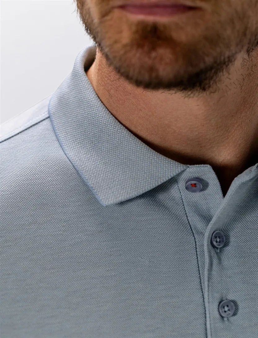 Polo lange mouw State of Art blauw 3-knoops