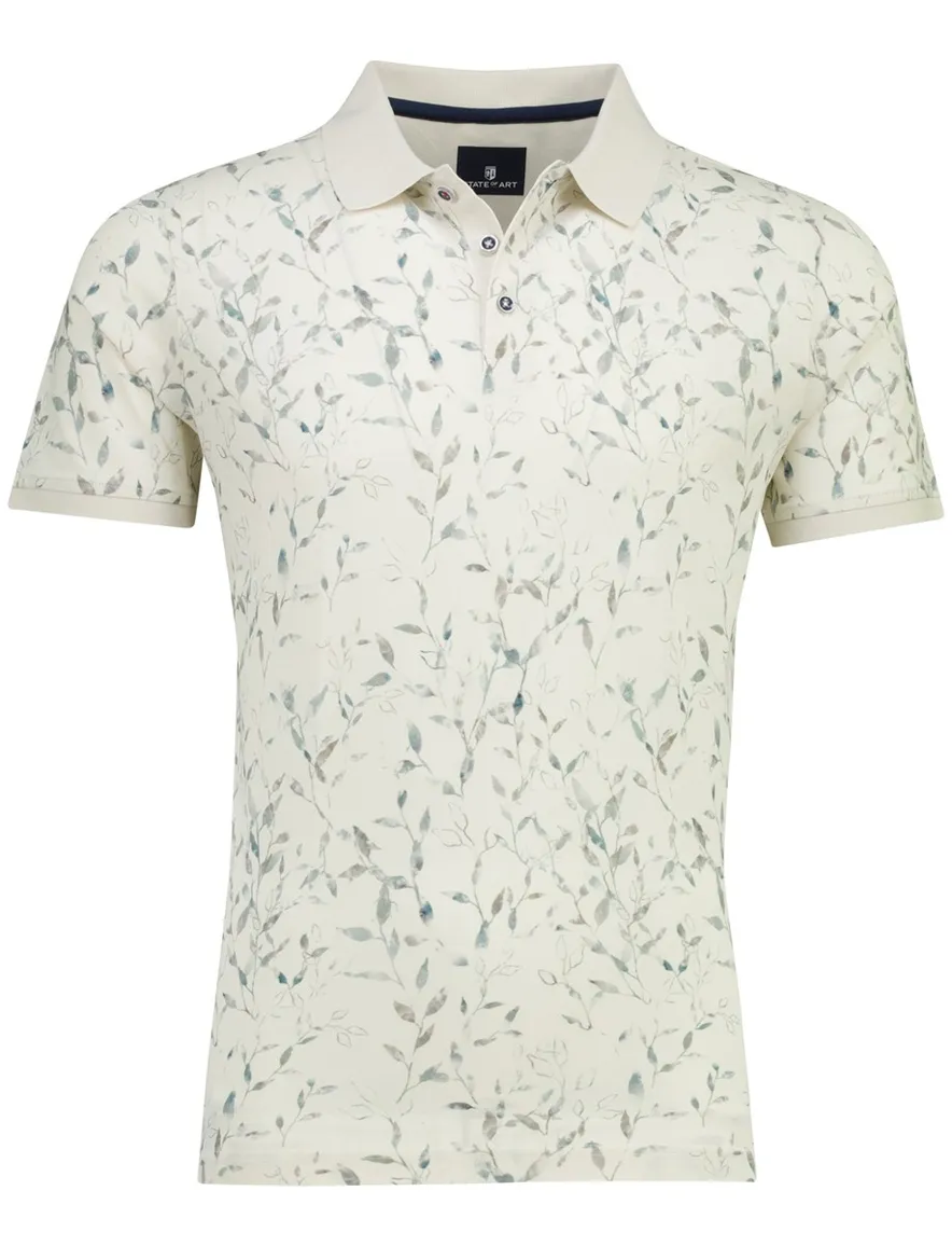 Srème polo State of Art geprint pique