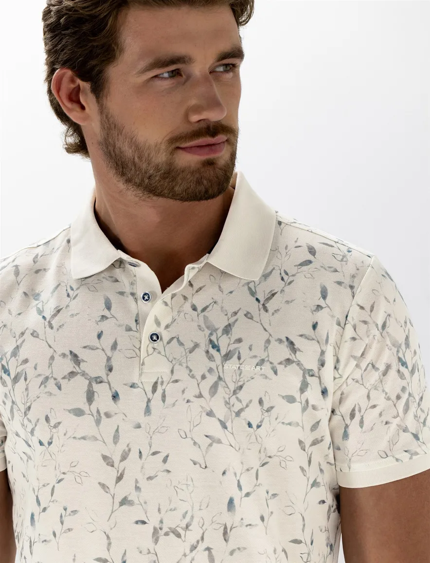 State of Art poloshirt creme print