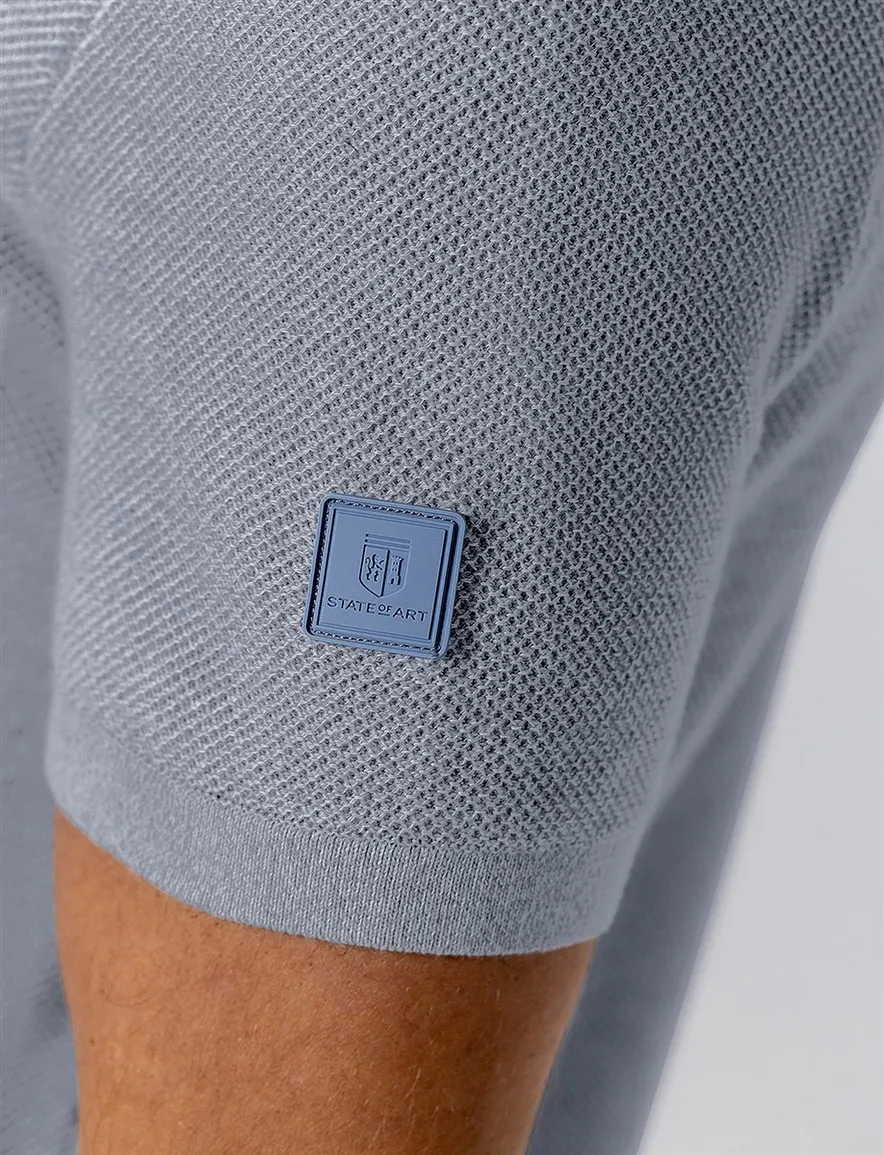 State of Art polo blauw jersey Regular Fit