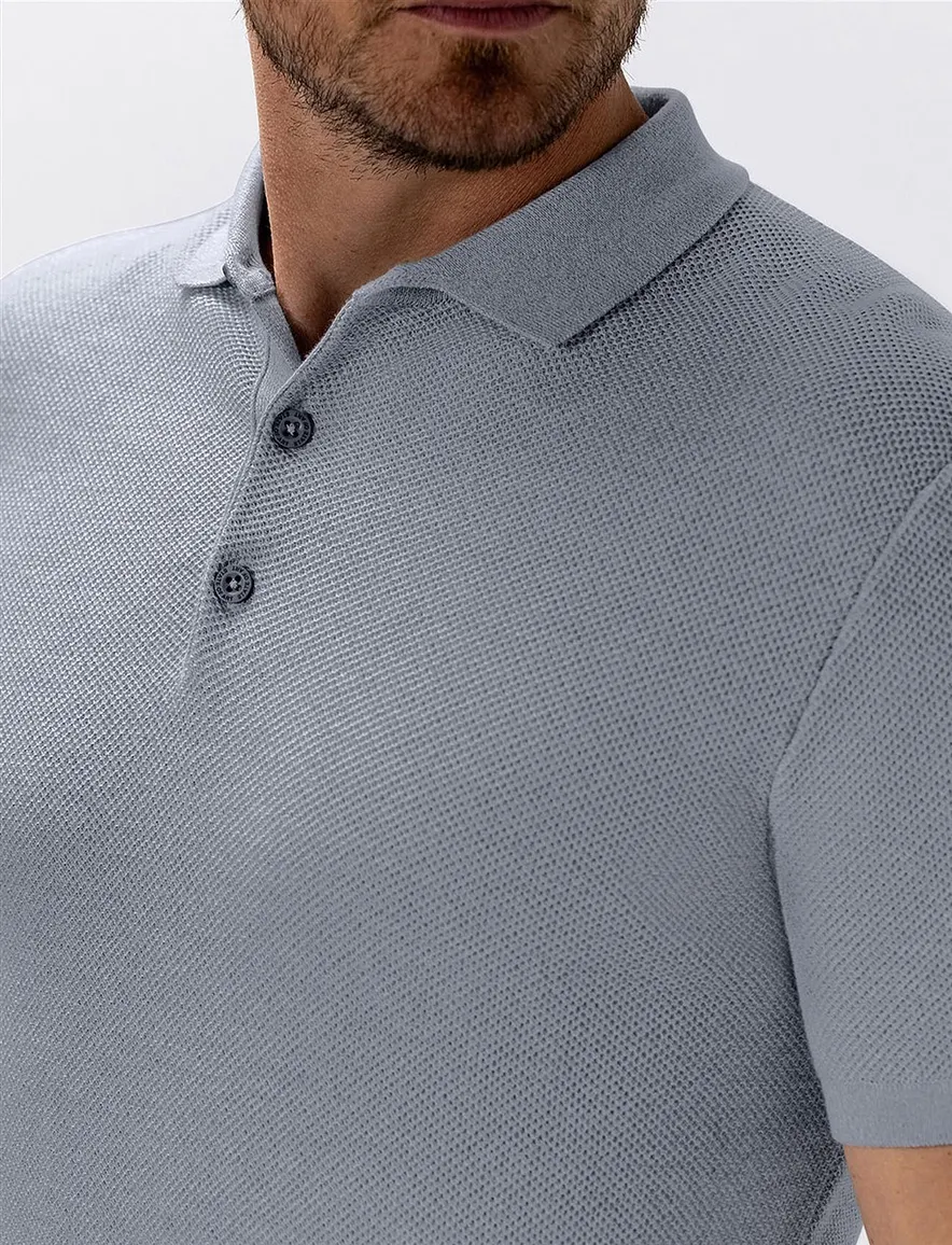State of Art polo blauw jersey Regular Fit