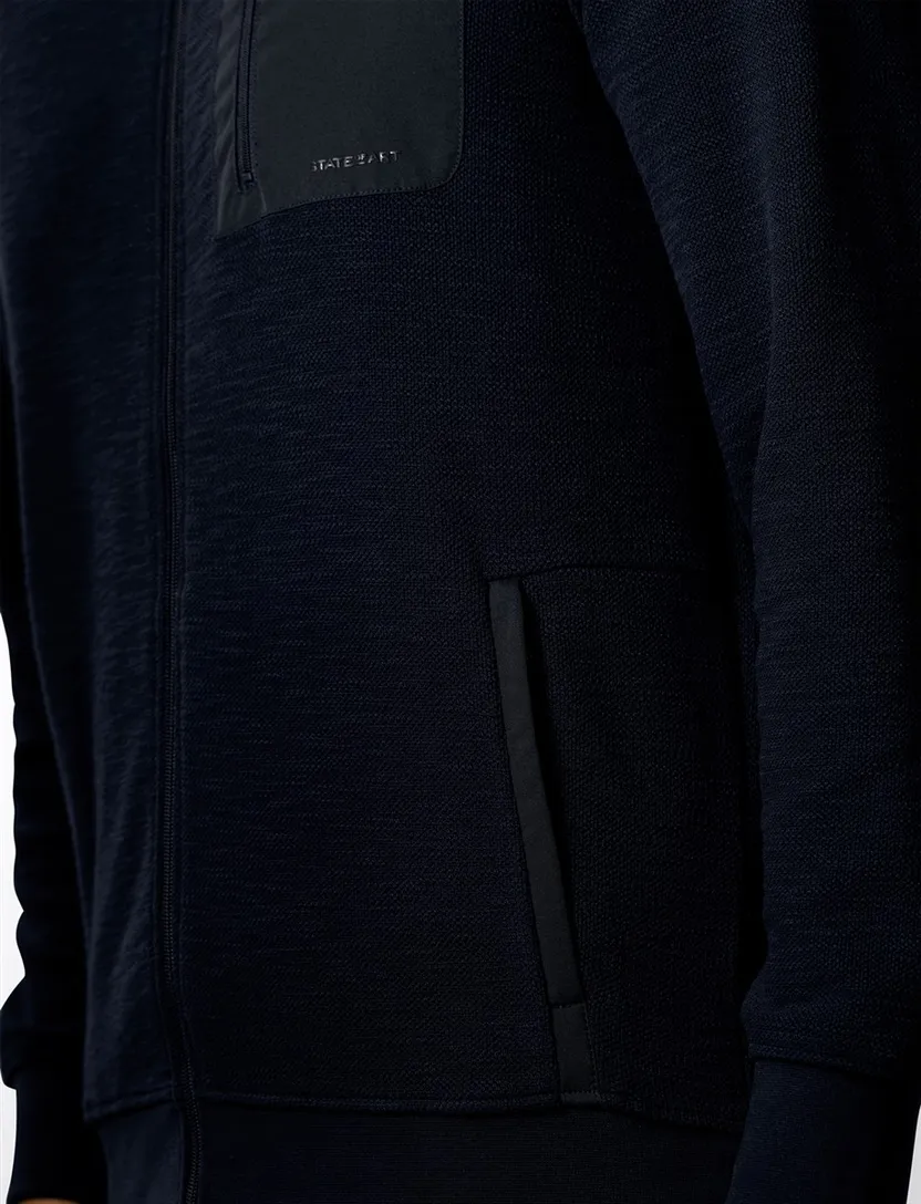 Vest donkerblauw State of Art regular fit gemêleerd