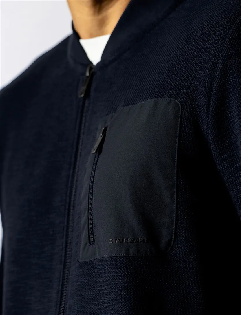 Vest donkerblauw State of Art regular fit gemêleerd