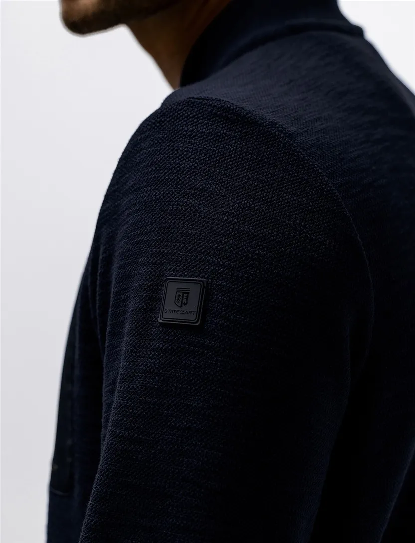 Vest donkerblauw State of Art regular fit gemêleerd