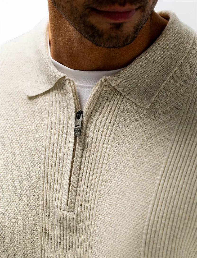 Trui State of Art half zip beige