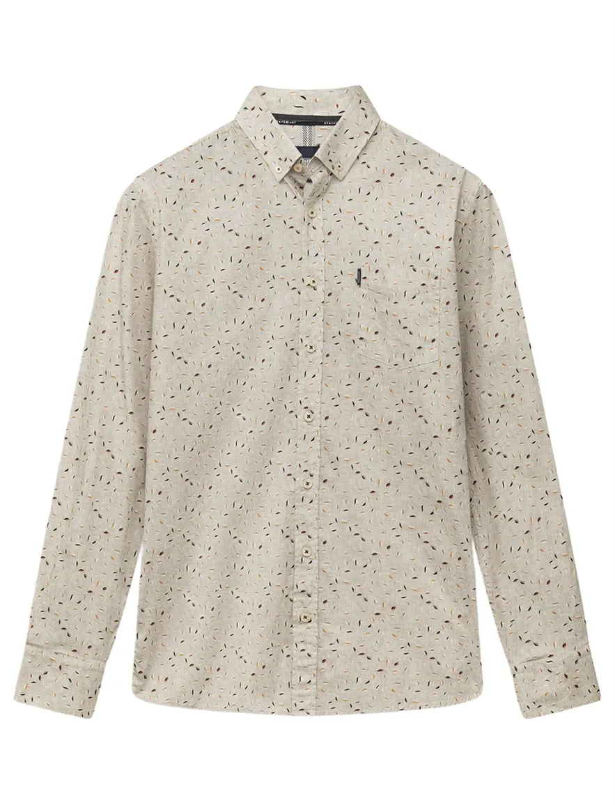 State of Art geprint overhemd beige