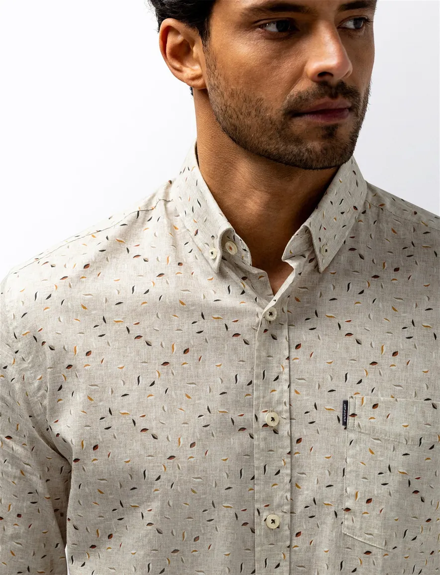 State of Art geprint overhemd beige