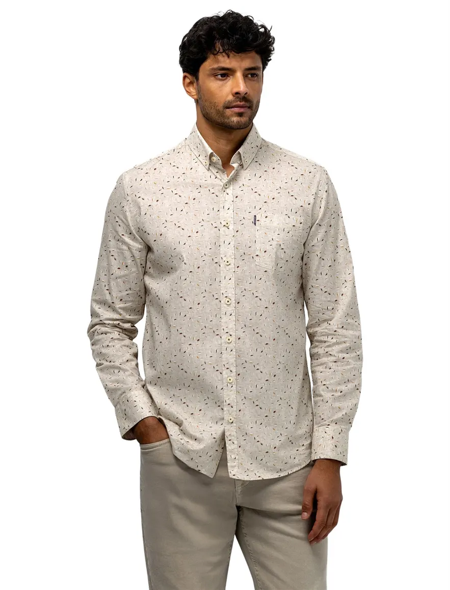 State of Art geprint overhemd beige