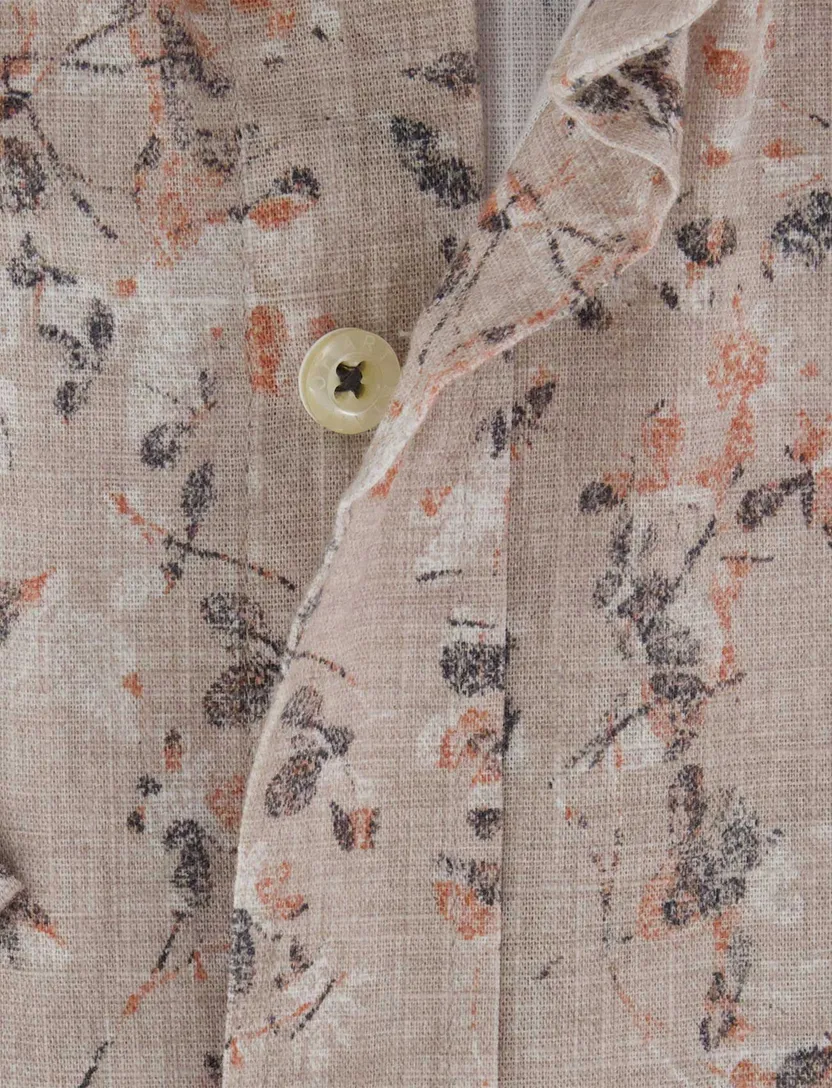 Beige overhemd State of Art regular fit overhemd korte mouw beige