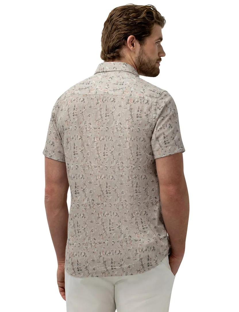 Beige overhemd State of Art regular fit overhemd korte mouw beige