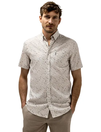 State of Art Beige overhemd State of Art geprint button down boord