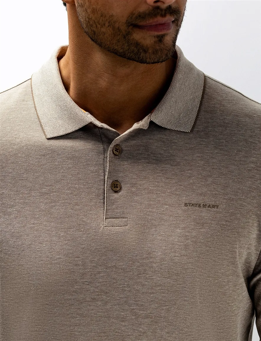 Lange mouw jersey polo bruin State of Art