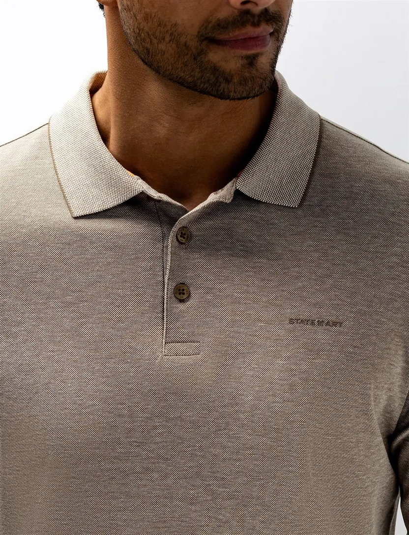 Polo lange mouw State of Art jersey bruin