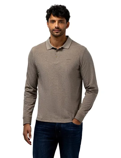 State of Art State of Art bruine lange mouw polo jersey