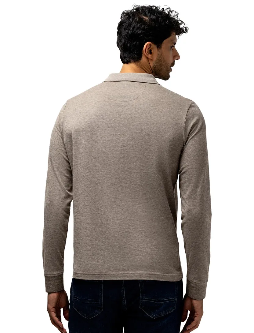 Polo lange mouw State of Art jersey bruin
