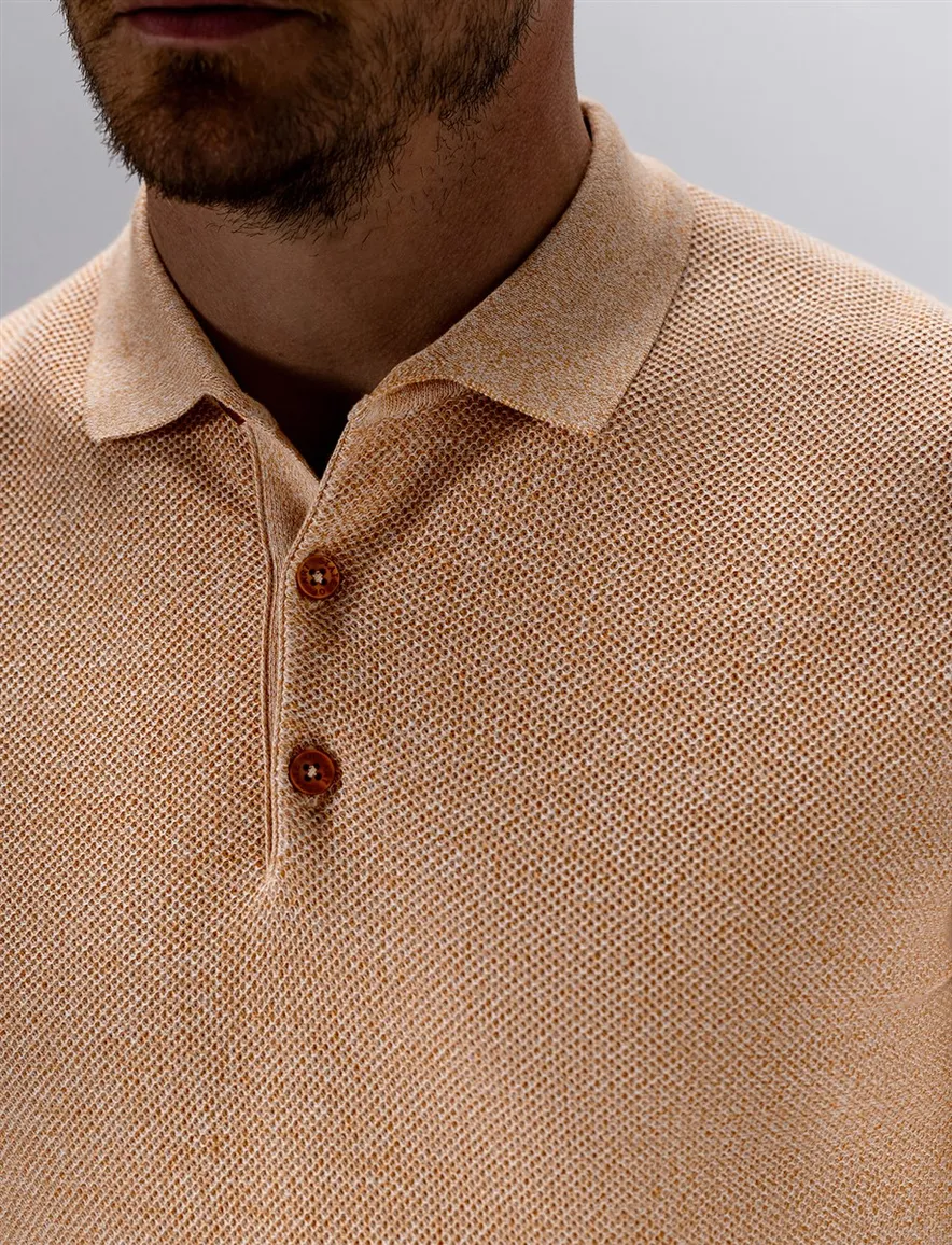 Poloshirt State of Art Regular Fit oranje textuur