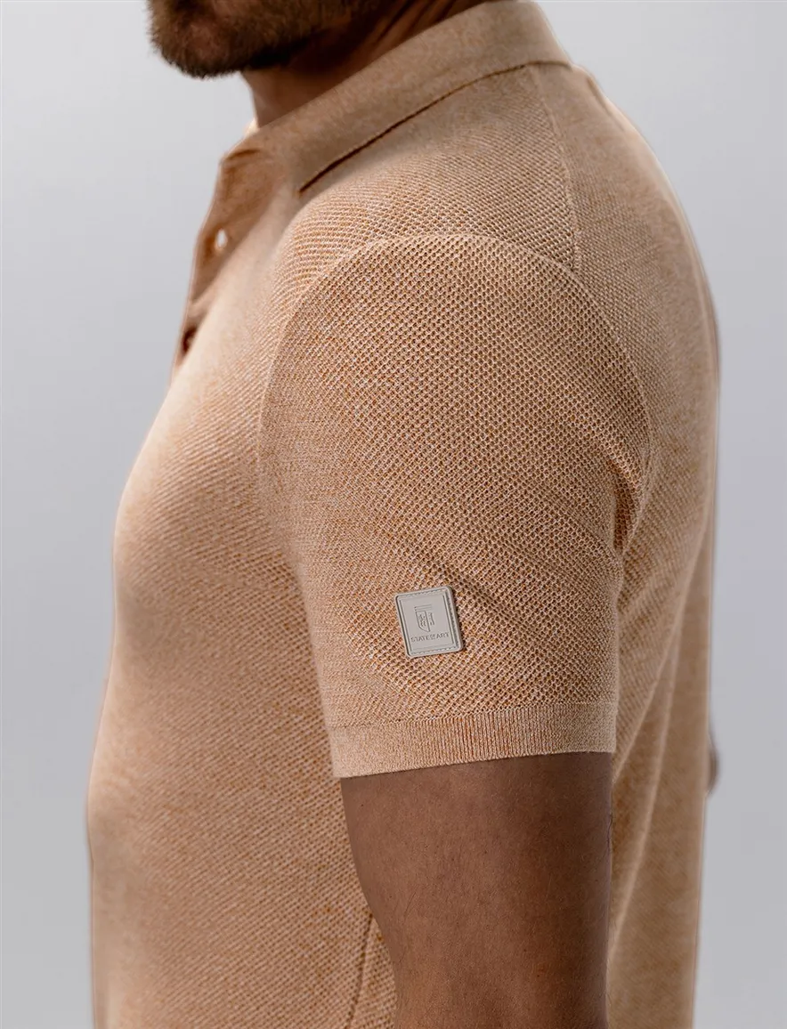 Poloshirt State of Art Regular Fit oranje textuur